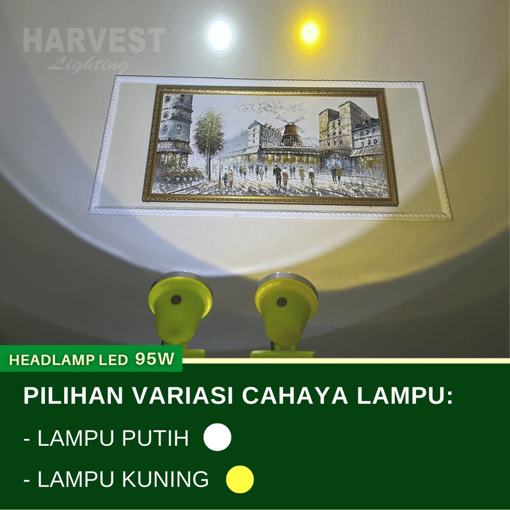 95W - PAKET ISI 3 - Headlamp HARVEST LIGHTING Senter Kepala LED Professional DIVING IP68 5600 MAH Lampu Emergency Selam Spearfishing Travel Hunting Rechargeable  Original Bergaransi