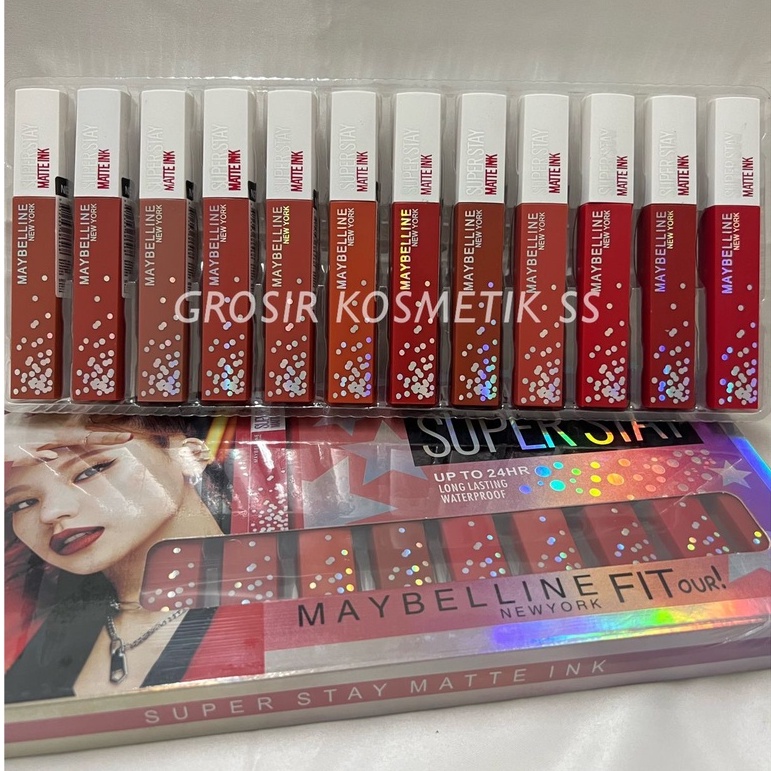 [SET ISI 12] LIPCREAM MAYBELLINE SUPERSTAY MATTE INK PAPAN / LIPCREAM MAYBELLINE BARCODE 6188XX