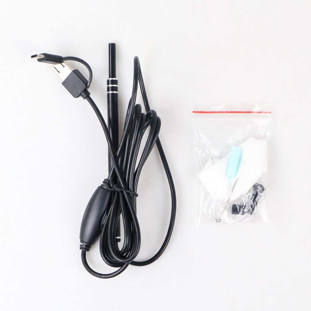 TaffOmicron 3 in 1 Kamera Endoscope HD Visual USB Earpick with 6 LED - JC-7MM - Black