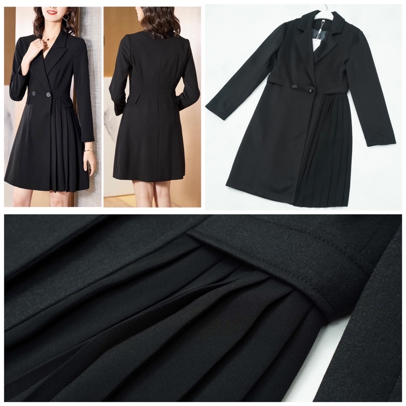PAKAIAN WANITA MIDI BLAZER KOREA PREMIUM KOMBINASI PLISKET