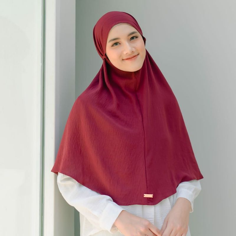 jilbab Kerudung Bergo bahan Crincle Instan Premium Non ped pet