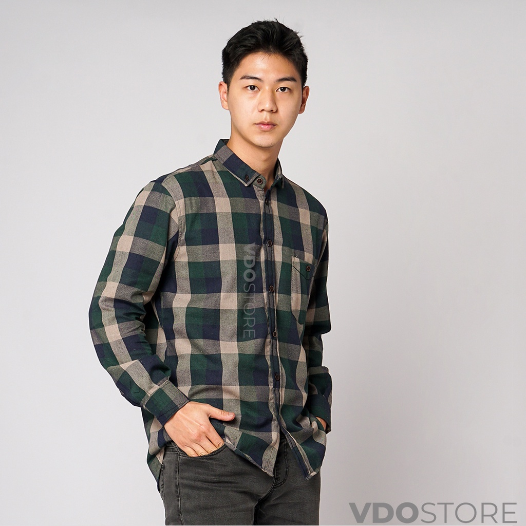 KEMEJA FLANEL PRIA JUMBO CLASSIC GREENY CREAM - XXL 3XL 4XL 5XL - KEMEJA BIG SIZE VDOSTORE LENGAN PANJANG DEWASA BAJU FLANNEL PRIA TANGAN PANJANG  LD 110 120 MOTIF KEMEJA XXL XXXL XXXXL COWOK MURAH DEWASA TEBAL OVERSIZE KUALITAS IMPORT PANEL FANEL