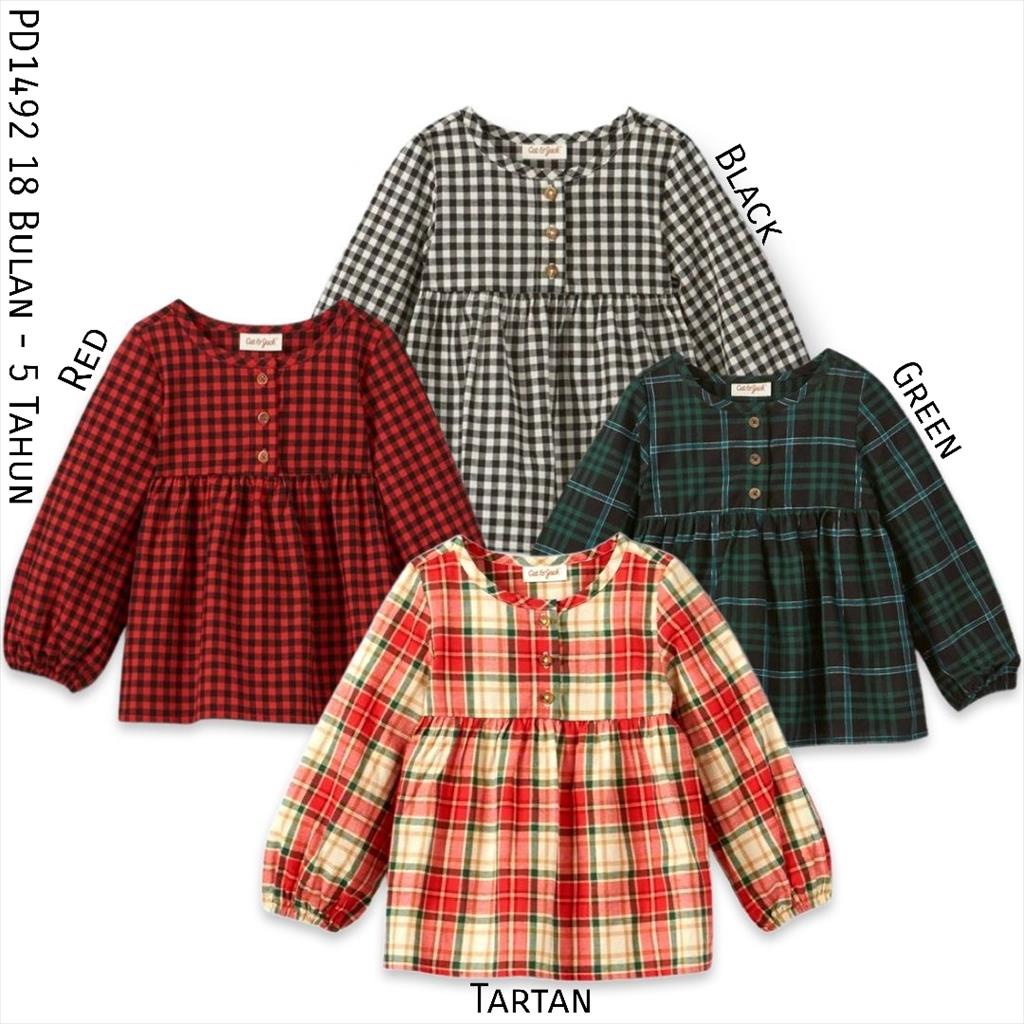 PD1492 Cnj Tunik Baby Anak Cewek Basic Tartan