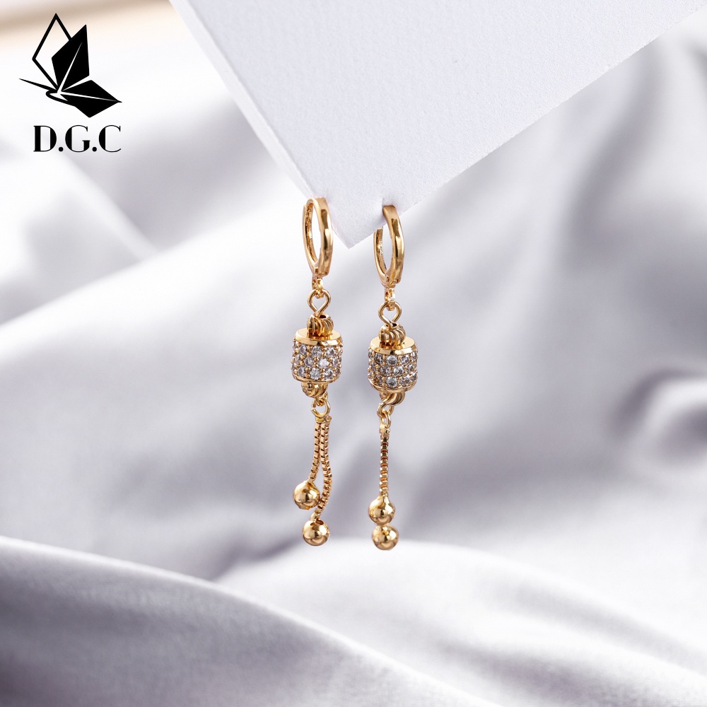 D.G.C✨Panjang Anting Titanium Wanita Anti Karat Lapis Emas Fashion Aksesoris Korea Perhiasan Mewah D195