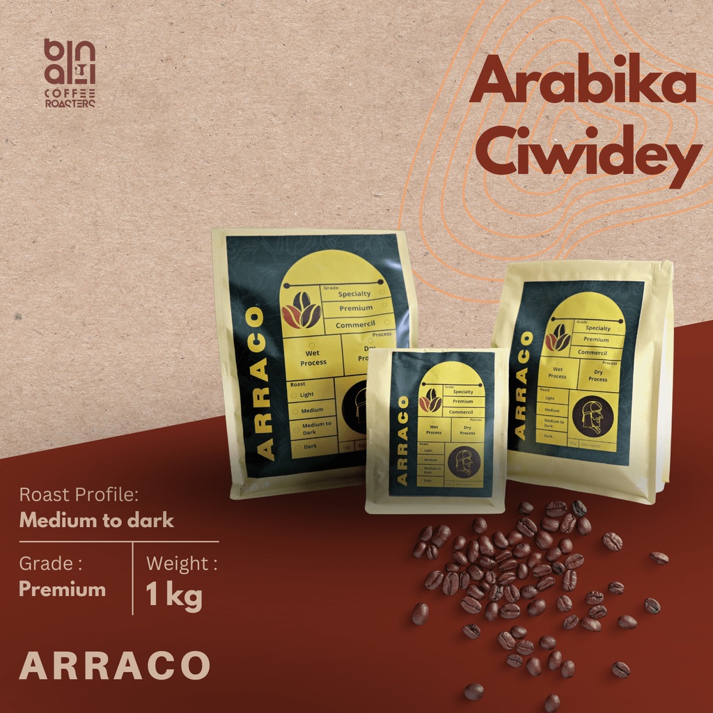 

ARRACO KOPI - Kopi Arabika Ciwidey 1 KG Biji / Bubuk | Full Washed - Medium to Dark Roasted