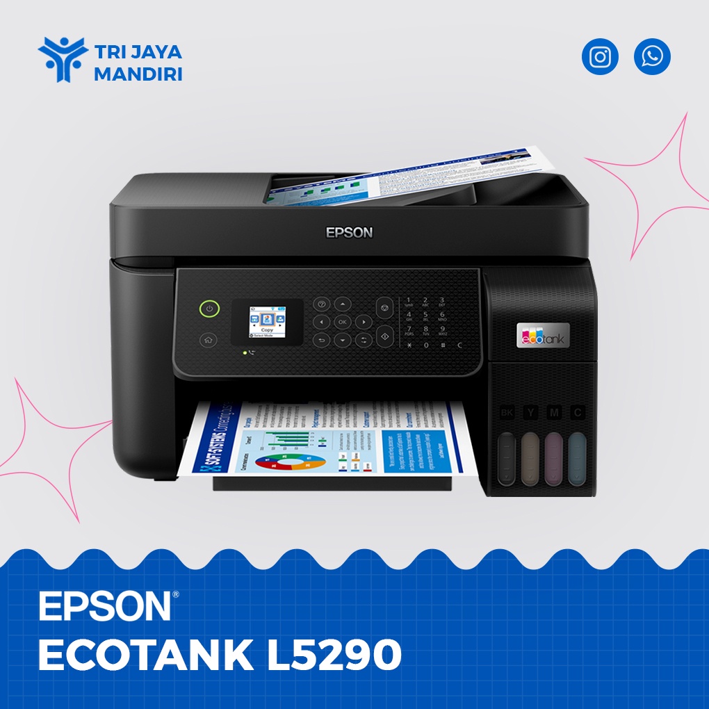 Printer Epson L5290 Print Scan Copy WiFi ADF Pengganti Epson L5190 Garansi Resmi