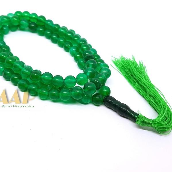 Tasbih Batu Giok Hijau Asli 99 Butir 8 mm