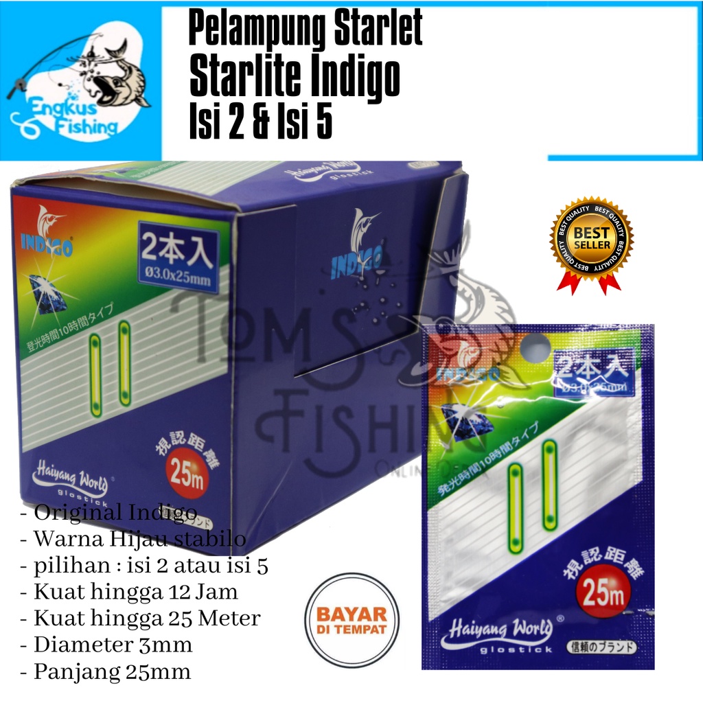 Pelampung Starlet Starlite Indigo Glow Stick Diamond Box Isi 2 &amp; 5 (50 Sachet) Murah - Toms Fishing