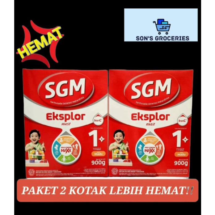 SGM 1+ MADU 900GR (2 KOTAK) dengan IronC Susu Pertumbuhan Anak usia 1-3 tahun