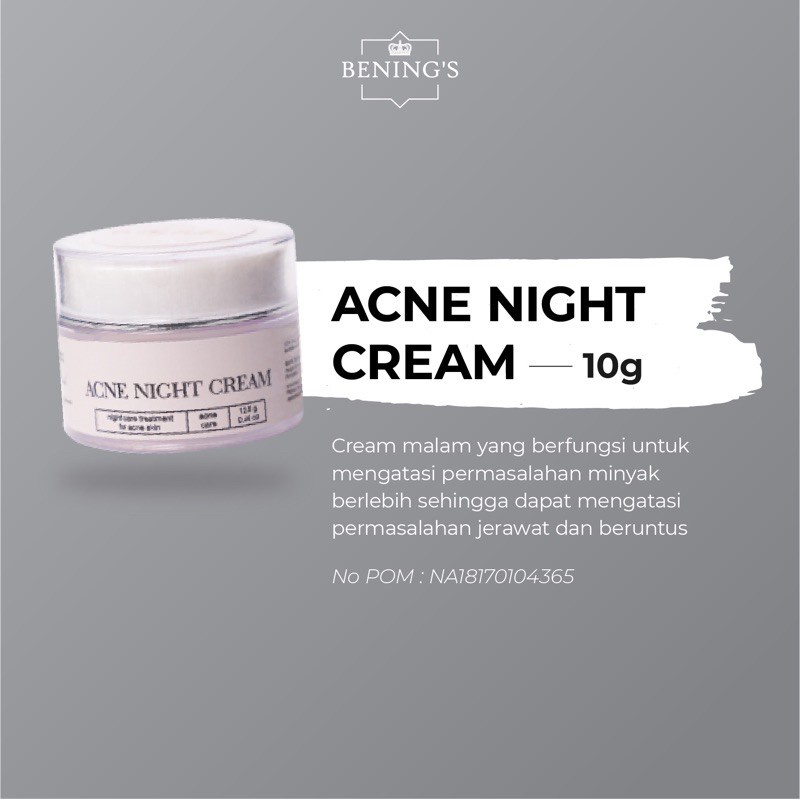 Acne Night Cream Kode R1 | Cream Malam Jerawat dan Beruntus / Bening's Clinic Bening Skincare Dr Oky