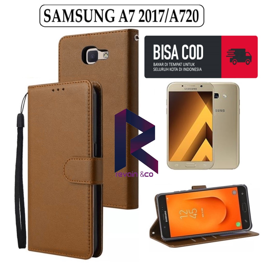 CASE SAMSUNG A7 2017 FLIP WALLET LEATHER KULIT PREMIUM SARUNG BUKA TUTUP KESING HP FLIP CASE SAMSUNG A7 2017/A720