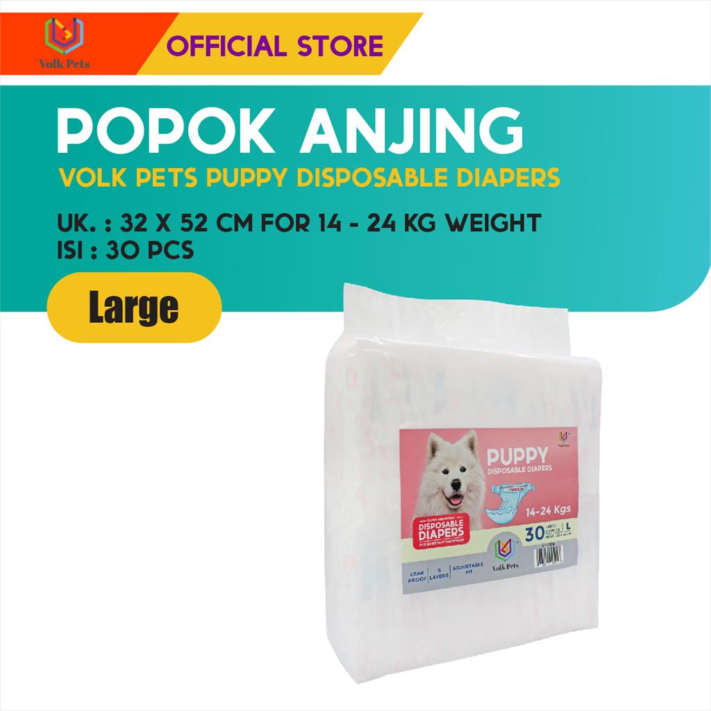 Volk Pets Puppy Disposable Diapers Large Isi 30 pcs / Popok Anjing