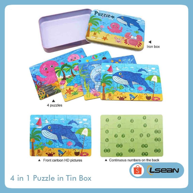 4in1 PUZZLE JIGSAW IN TIN BOX