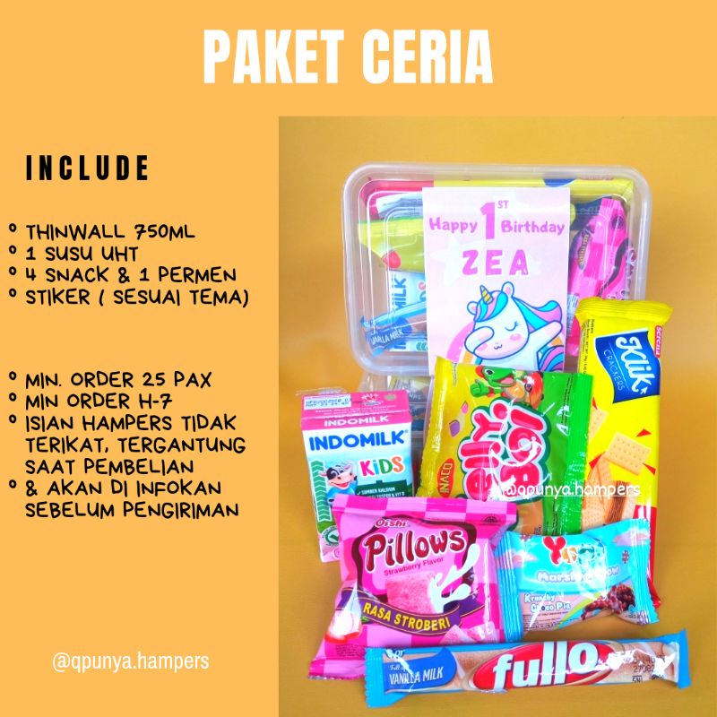 

Paket Snack Ulang Tahun anak / Birthday Hampers / Paket ceria