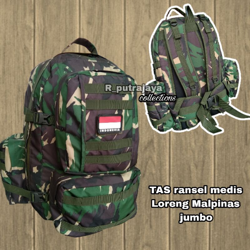 TAS RANSEL MEDIS ARMY// BACKPACK MEDIS ARMY UKURAN JUMBO Loreng
