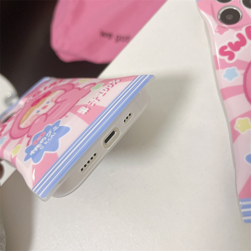 Soft Case Silikon Motif Kartun Permen Pink Untuk iPhone 14 13 12 11 Pro Max X Xr Xs Max 8 7 6 6s Plus