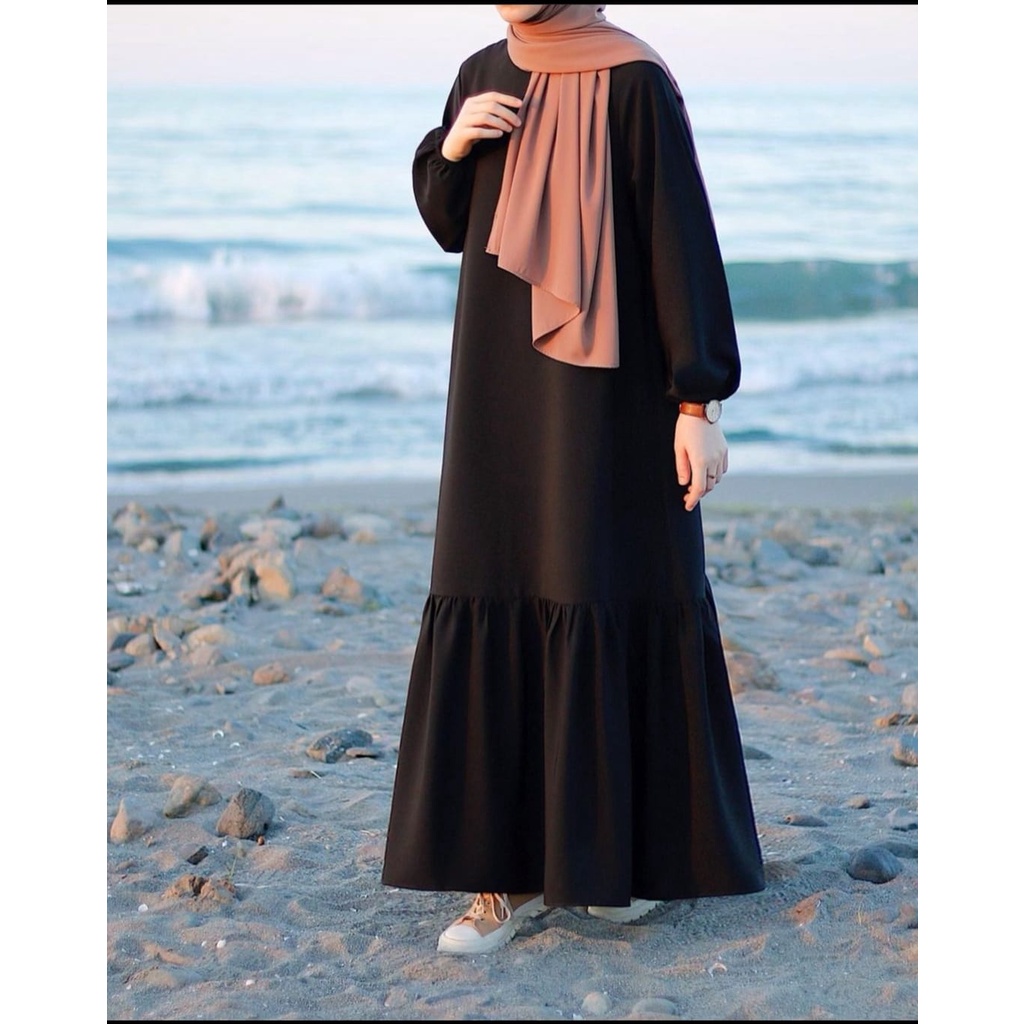 GAMIS HITAM PREMIUM | BAHAN RAYON TWILL [ LIMITED ] GHIANA BLACK