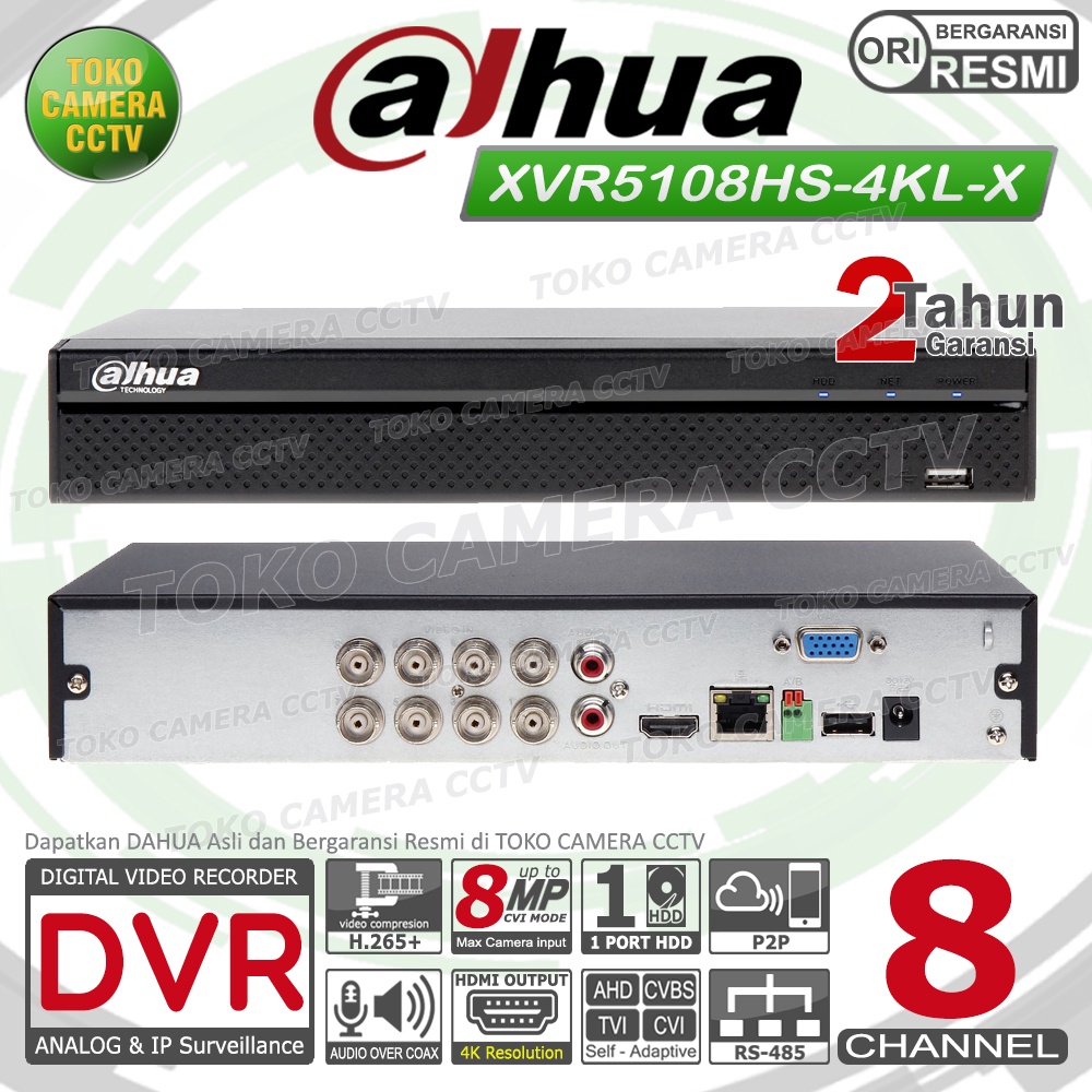 PAKET CCTV DAHUA 8MP AUDIO 8 CHANNEL 5 KAMERA