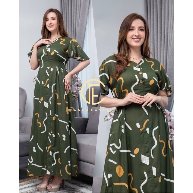 Daster Arab Dlusia DELIA CANDA Dress Rayon Motif Branded