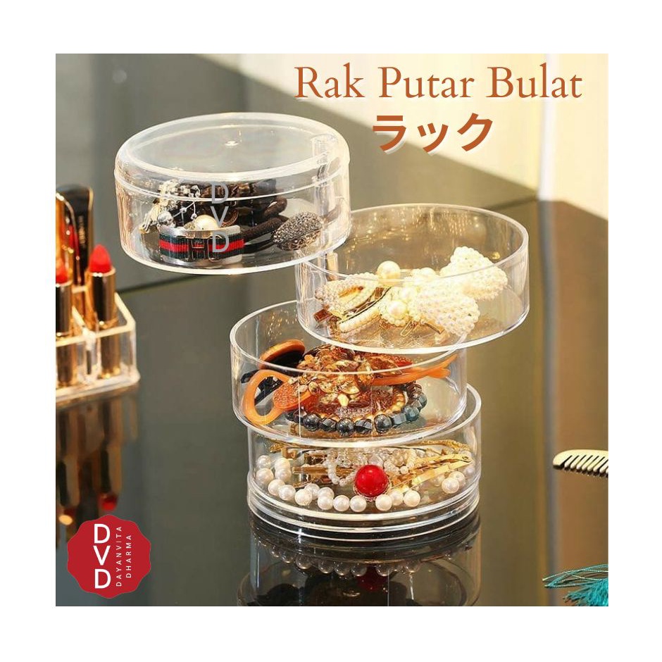 Rak Putar Bulat 4 Susun Perhiasan dan Aksesoris - Rak Putar Bulat