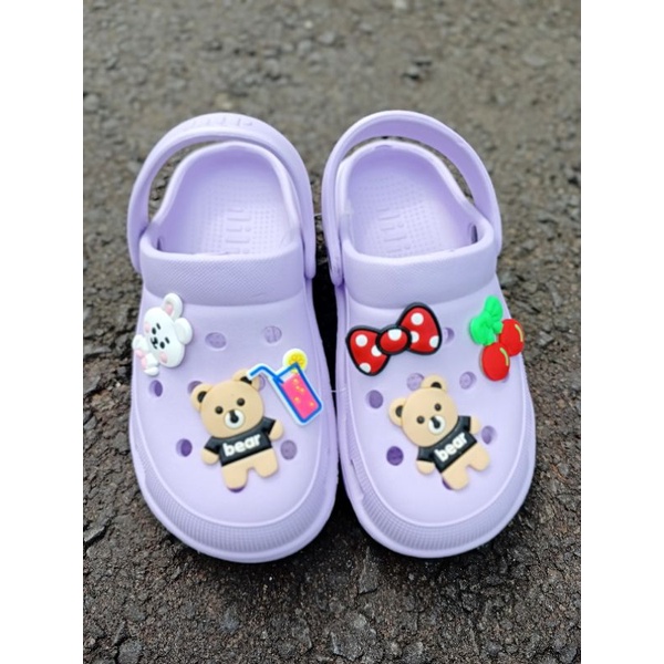 Sandal Baim Fuji Anak Perempuan 805 Karet EVA Karakter Beruang Korea Fashion Kekinian Tinggi 3 cm Umur 2 3 4 5 6 7 Tahun