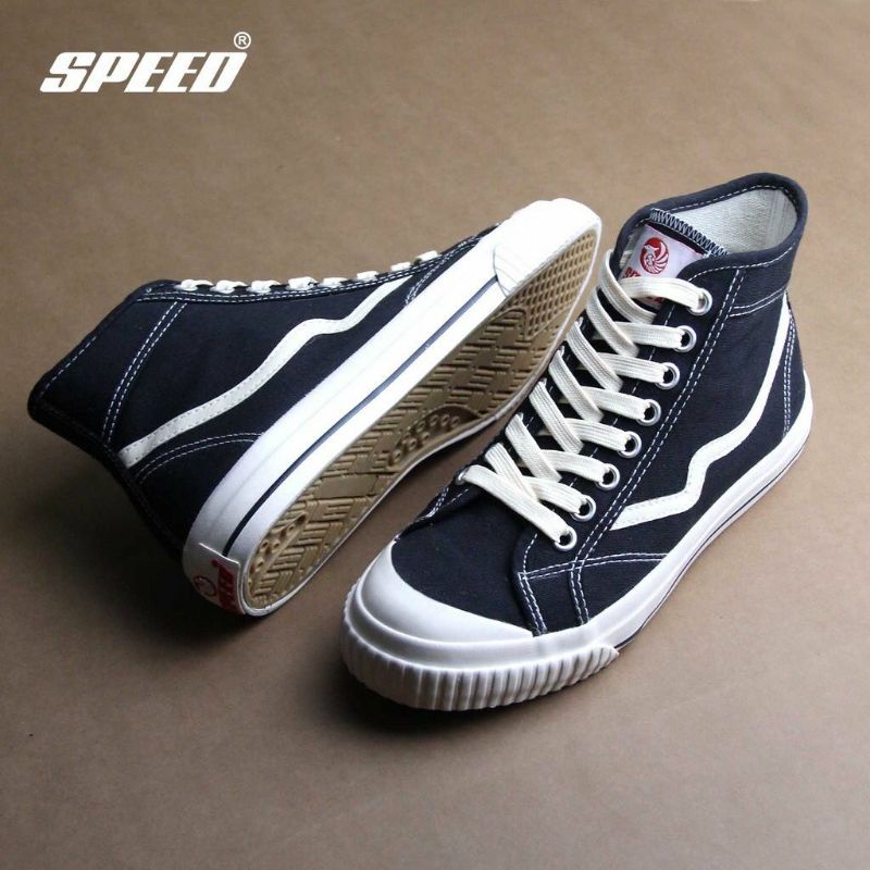 SEPATU UNISEX SPEED VINTAGE 02 HI BLACK WHITE 37-40