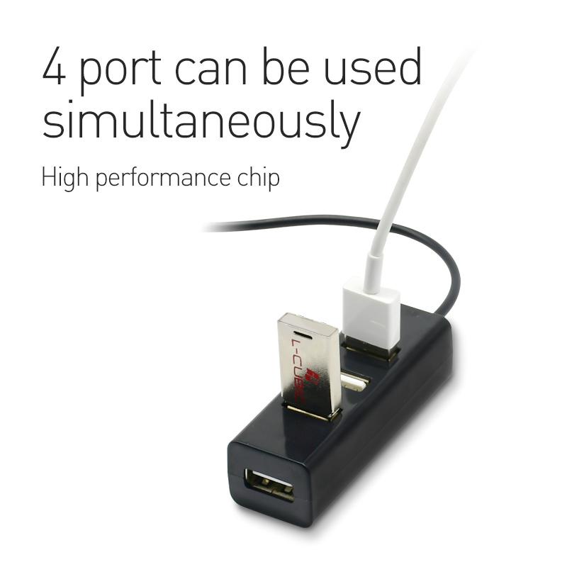 Adapter Hub 4 Port USB 2.0 Mini Kecepatan Tinggi Warna Hitam Untuk PC / Komputer