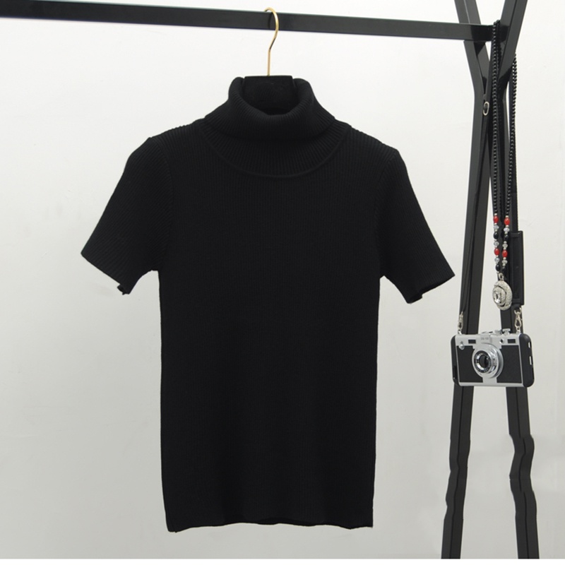 CS022 TURTELNEK RAJUT WANITA TANGAN PENDEK