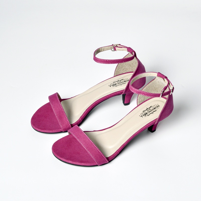 morningbell high heels berkualitas strap suede 5 cm
