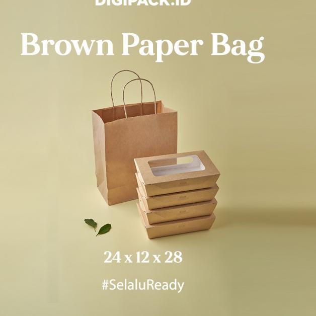 

[Digipack] Brown Paper Bag Tali 24 x 12 x 28 | Kantong Kertas Coklat