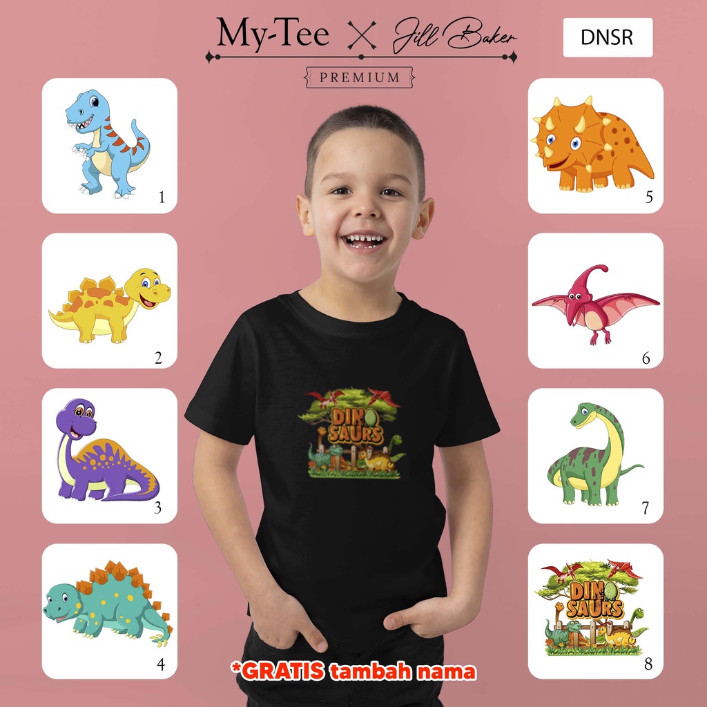 [KAOS ANAK] DINOSAURUS (DNSR) cotton combed gratis tambah nama