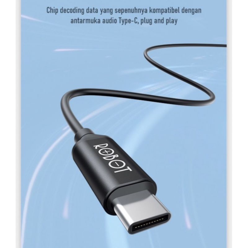 (ROBOT RC240) HEADSET USB C WITH VOLUME CONTROL AUDIO EXTRA BASS EARPHONE TYPE C HD SOUND A33 A52 A53 A72 A73 S20 S21 FE