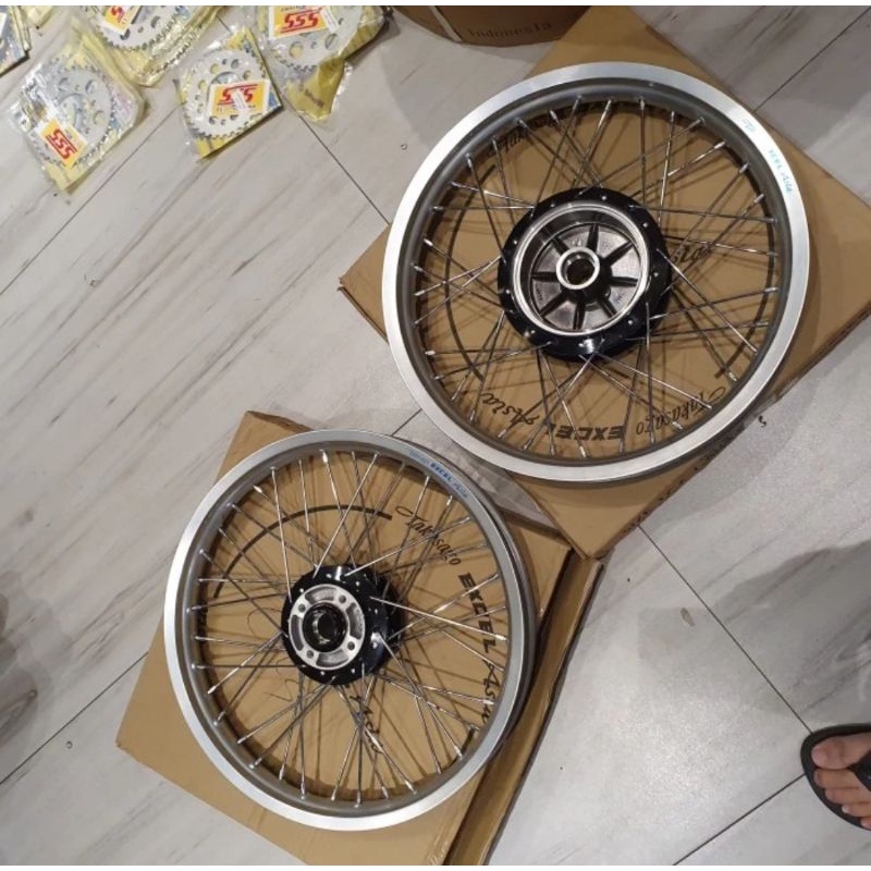 Paketan Velg aloy Takasago 17 x 160 & 185 Silver Tromol Asli Rx King Jari Set