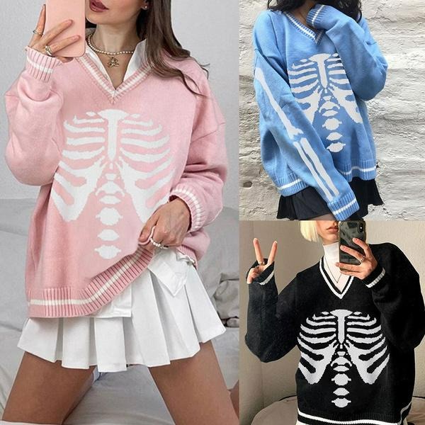 Sweater winter pullover skeleton halloween