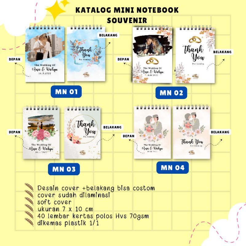 

souvenir acara ultah wedding Blocknote Notebook mini A7 KATALOG 01 souvenir notebook boocknote