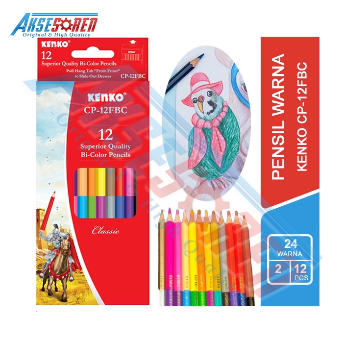 

Pensil Warna Kenko Bi-Color [CP-12FBC/24 Warna] / Pesil / Pengsil / Pinsil / Color Pencil Warna Lengkap 1 Set Murah 12 pcs / Perlengkapan Alat Tulis Sekolah