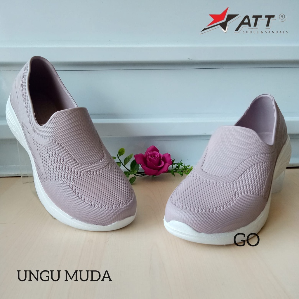 gos ATT SWL 498,SWL 501 &amp; NEW ERA LB 10020 Sepatu Karet Wanita Santai Slip On Anti Air Lentur Nyaman Kuat Ringan