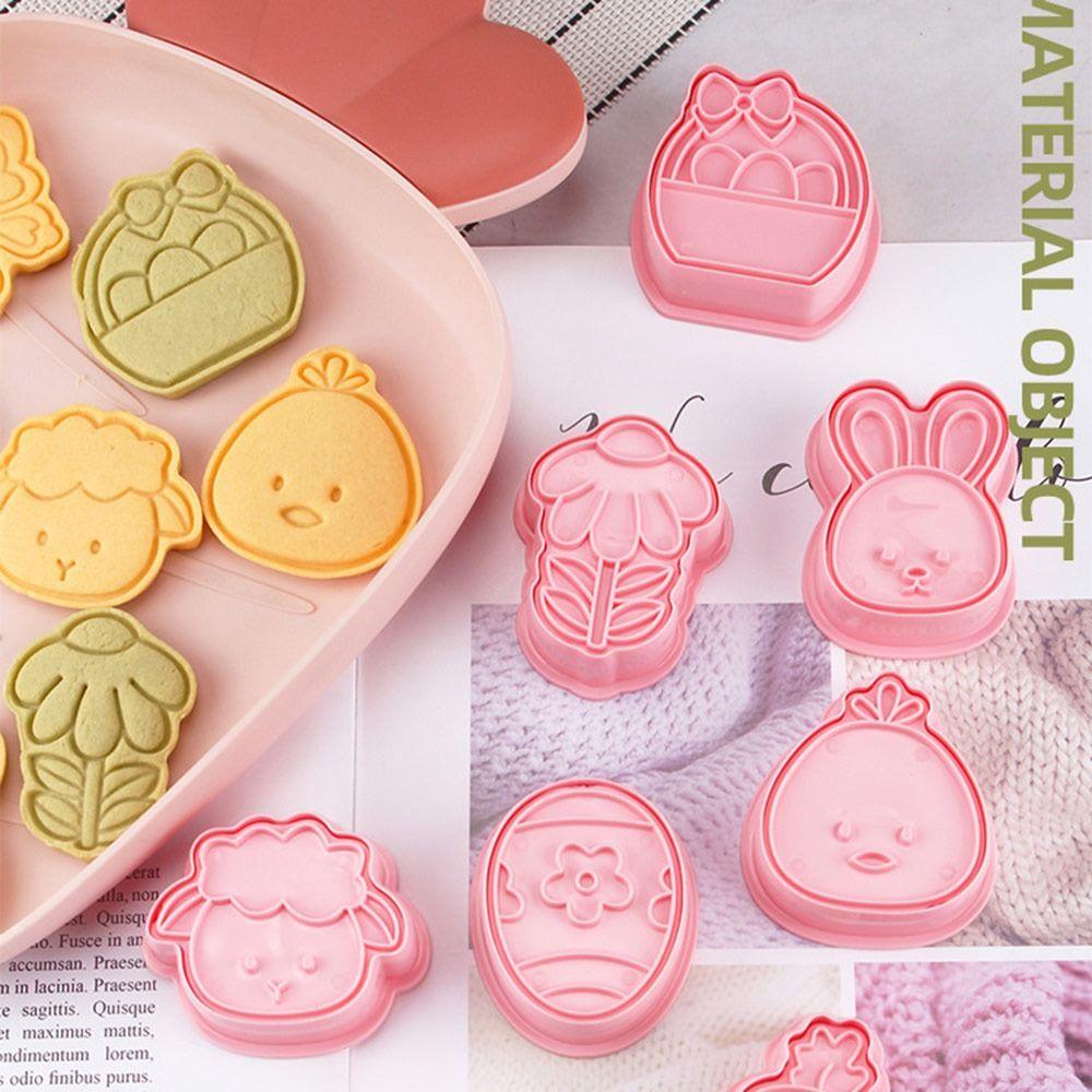 Top 8pcs/set 3D Easter Rabbit Alat Kue Plunger Plastik Cookie Cutter