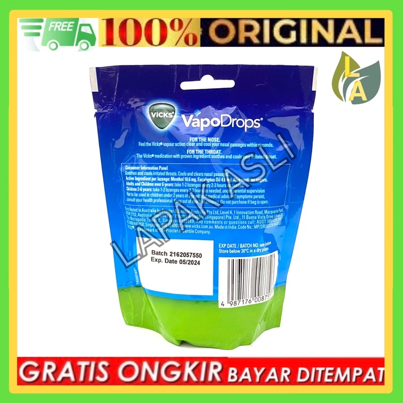 Vicks vapodrops original menthol 24 lozenges singapore