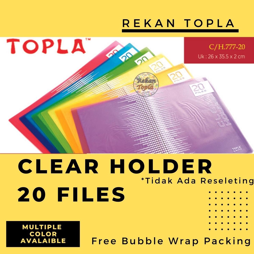 

[GROSIR] Clear Holder F4 / Map FOLIO Tanpa Resleting Isi 20 File / Map Dokumen Warna Warni / GROSIR