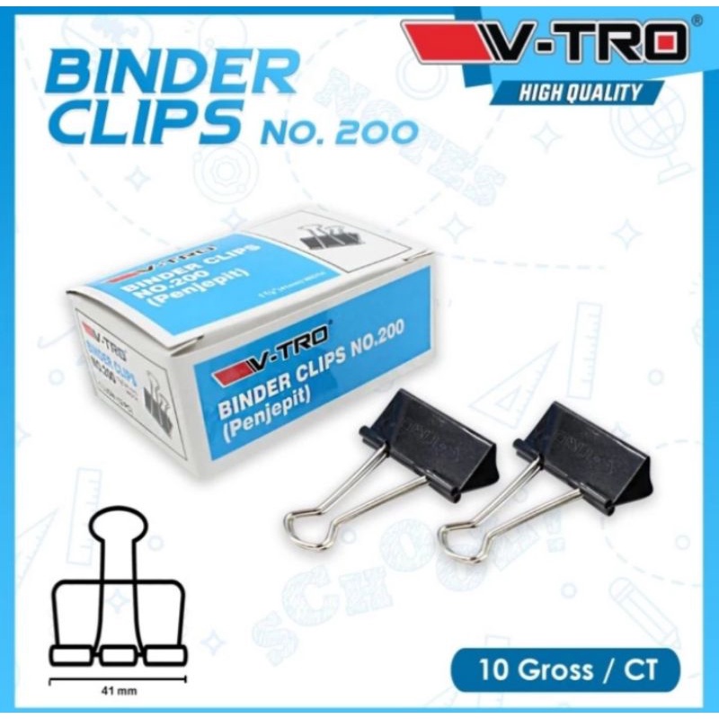 

12pcs Binder Clip Penjepit Kertas Vtro no. 200