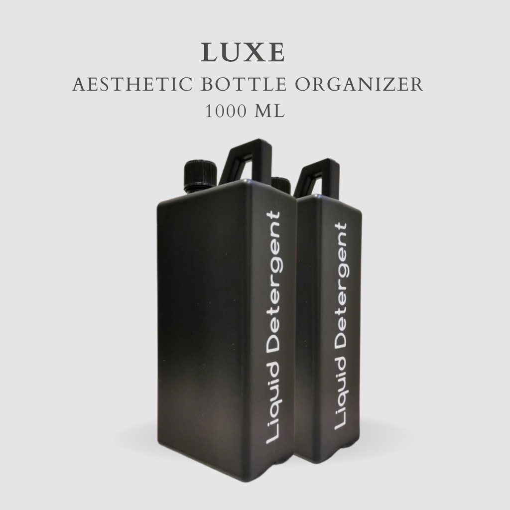 PREMIUM LUXE Liquid Laundry Botol HITAM 1000 ml Aesthetic Bottle Organizer Botol refill tempat penyimpanan cairan laundry dan kebersihan botol isi ulang botol sabun cuci piring botol sabun botol pump botol anak bathroom organizer bathroom amenities