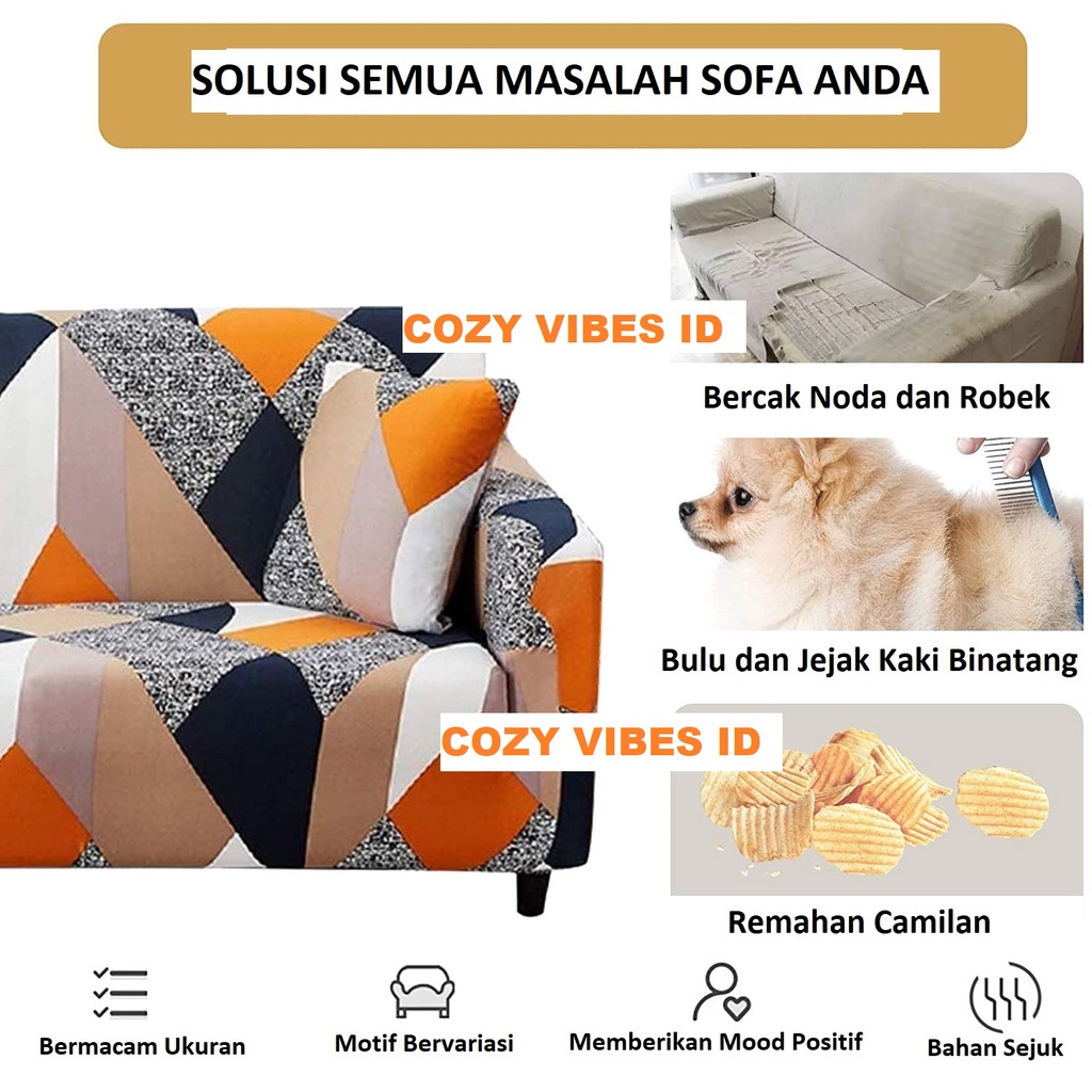 sarung sofa cover 4 seater s1 elastis elastic motif 4seater