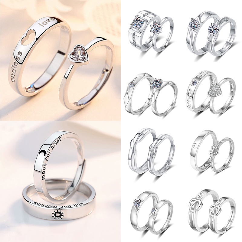 Cincin Model Terbuka Bahan Sterling silver 925 Desain Persegi / Matahari / Bulan / zircon Gaya Korea Untuk Pria / Wanita