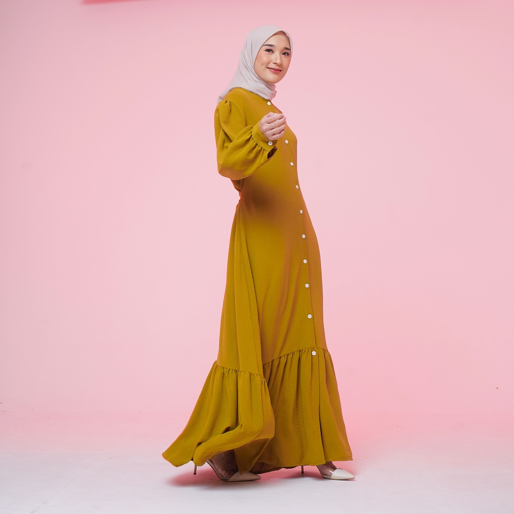 Kaniya dress crinkel airflow Gamis polos mewah - Gaun Muslim