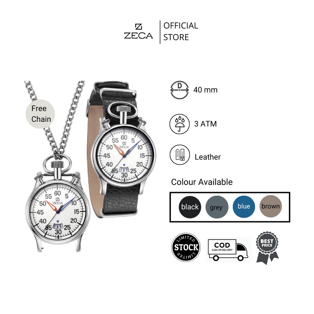 Zeca  Jam Tangan Pria Leather Analog Original Bergaransi Anti Air 209M series