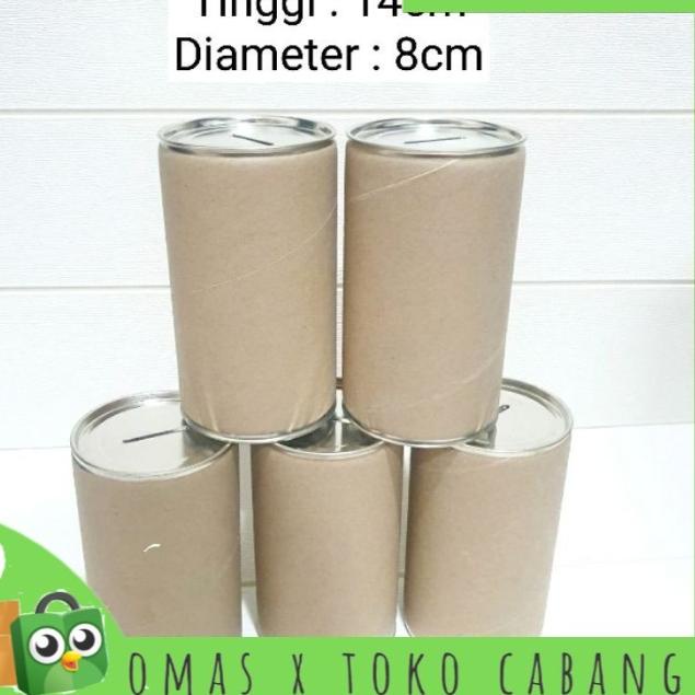 [12pcs] Celengan Kaleng Polos Tanpa Sticker Small uk. 14 x 8 cm