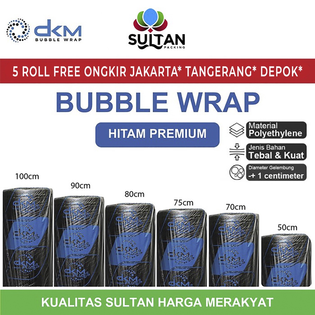 

Plastik Bubble Wrap DKM Hitam Premium 50M Bubblewrap Packing TEBAL