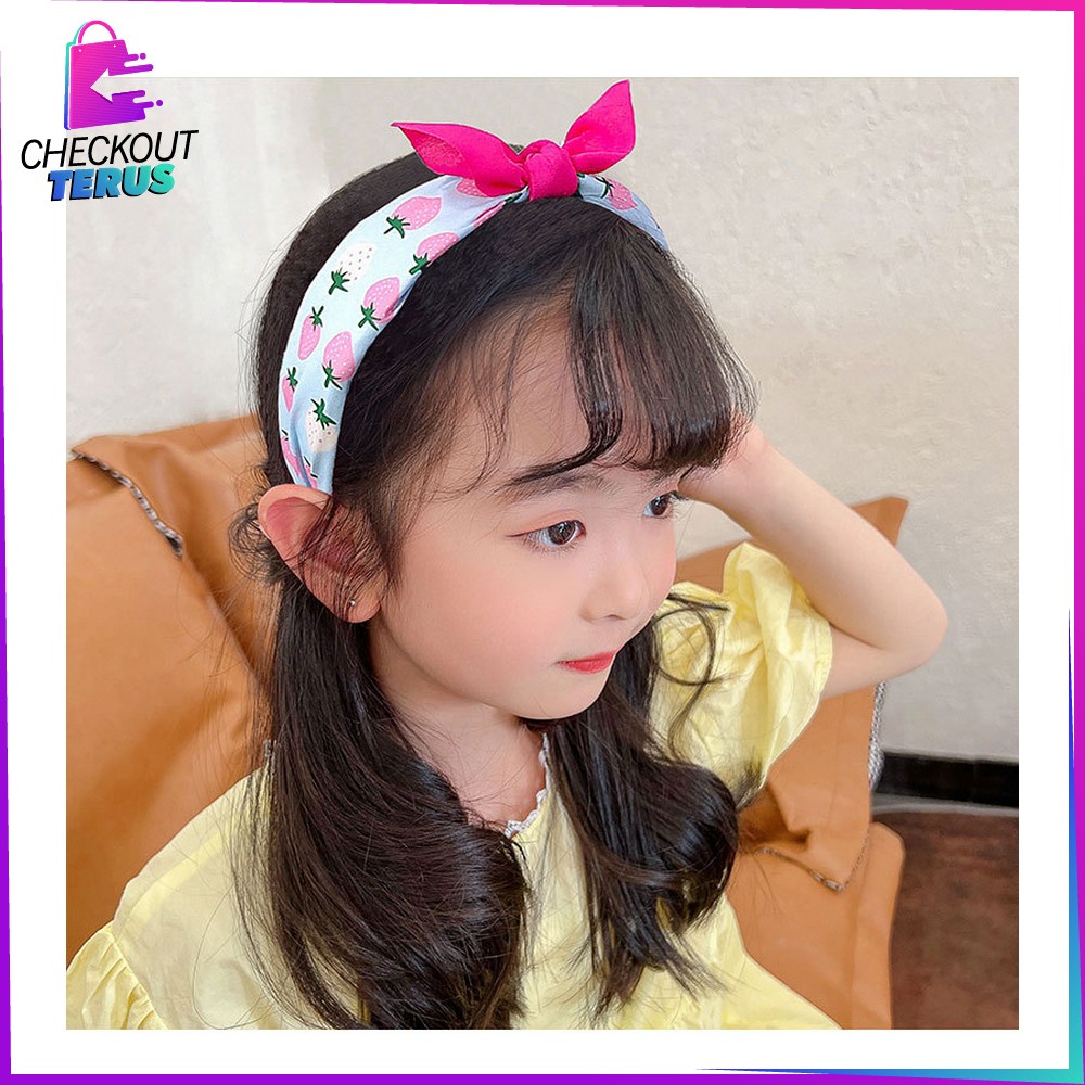 CT C741 Aksesoris Rambut Wanita Ala Korean Bando Anak Bandana Kain Motif Pita Kupu Model Simpul Style Import