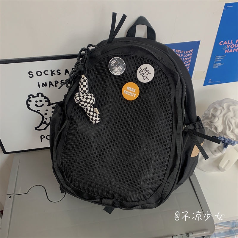 ✿❁Tas sekolah ulzzang asli desain ceruk Jepang ins berkapasitas besar ransel ringan ransel gadis retro